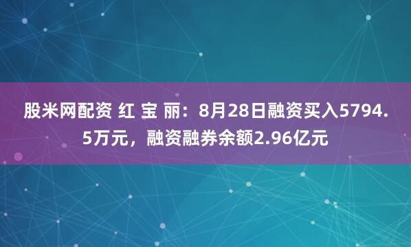 股米网配资 红 宝 丽：8月28日融资买入5794.5万元，融资融券余额2.96亿元