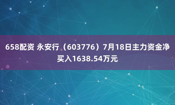 658配资 永安行(603776)7月18日主力资金净买入1638.54万元