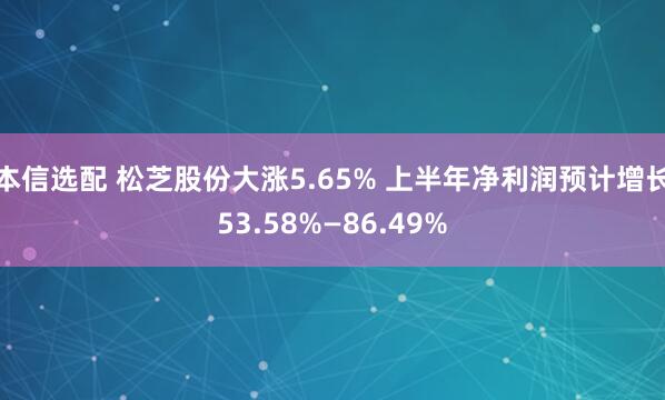 本信选配 松芝股份大涨5.65% 上半年净利润预计增长53.58%—86.49%